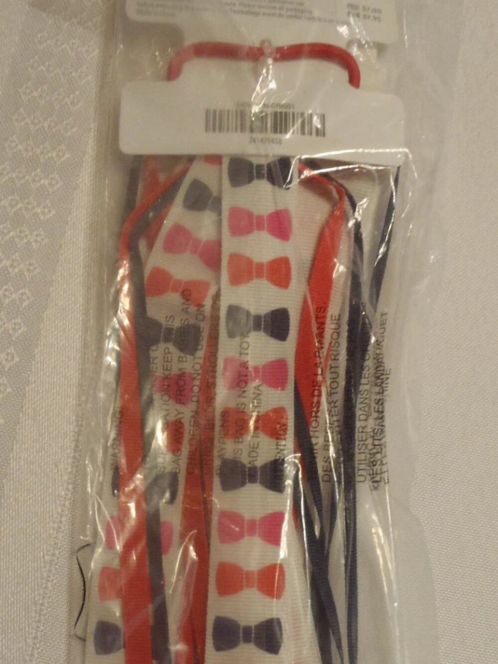 Gymboree Ciao Puppy bow print ponytail holder streamer NWT
